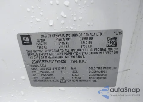 2016 Chevrolet Equinox Ls from USA, damaged, VIN 2GNALBEK1G1120428